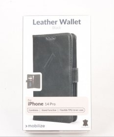 Mobilize Leather Bag Gsm - 28477 Mobilize Leather Wallet Apple Iphone 14 Pro Black