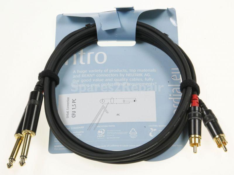 Cordial Neutrik Phono Plug/jack Plug - 2x 6.3mm Jack Plug Mono --> 2x Phono Plug