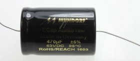 Mundorf 63v Axial Electrolytic 85 Degr - 470uf-63v Audio Elcap Axial 85° 25x38mm Bipolar Raw