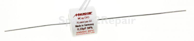 Mundorf Foil Capacitor - 0,22uf-450v Audio Filmcap. Axial 85° 16x14mm
