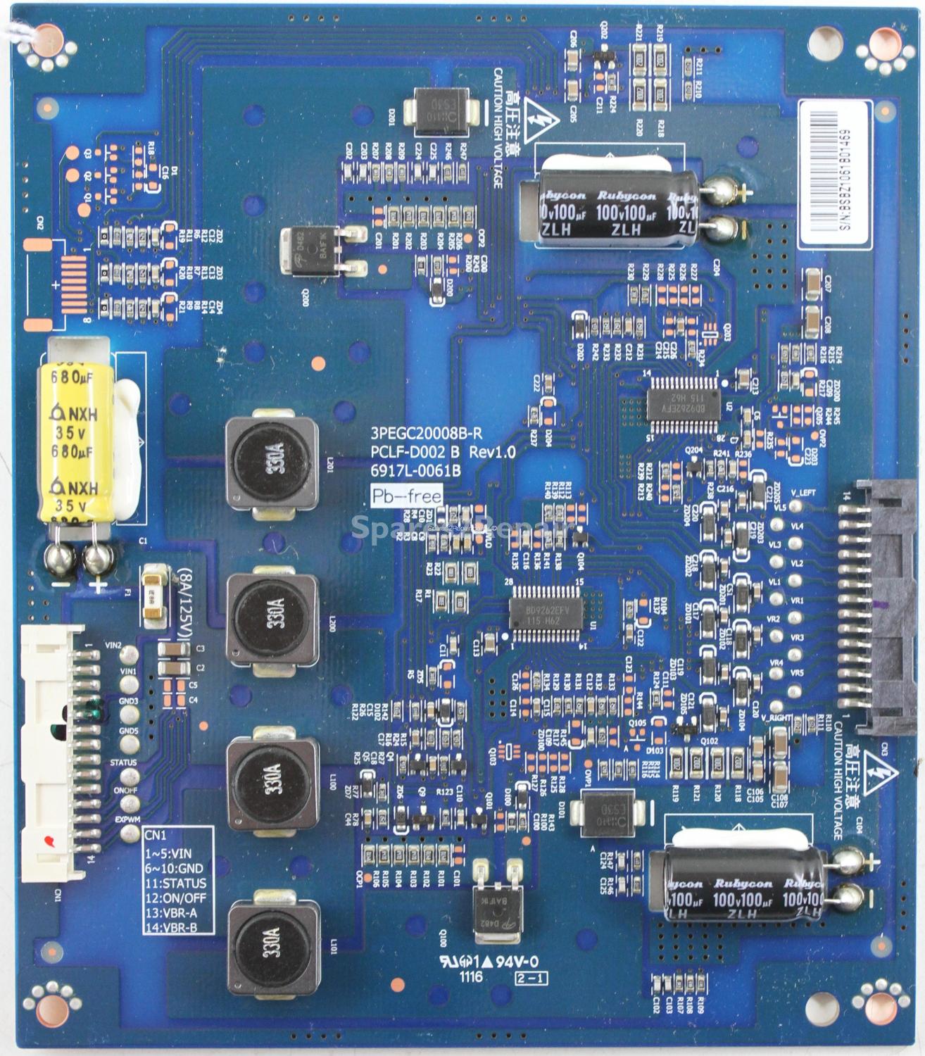 Panasonic TX-L42E3B - LED Driver Board - PCLF-D002 B - Rev1.0 - 6917L-0061B - 3PEGC20008B-R